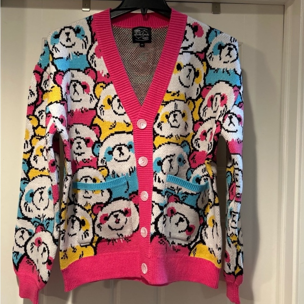 Zara Multicolor Bear Pattern Cardigan